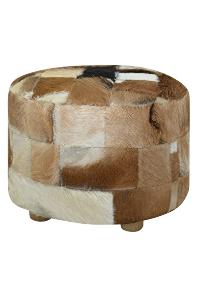 Concept Taburet din piele naturală, rotund, 50 x 50 x 45 cm