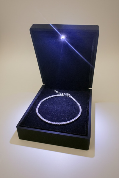 ank tasarım anka mücevherat IŞIKLI KUTUDA 925 AYAR GÜMÜŞ SU YOLU KADIN BİLEKLİK