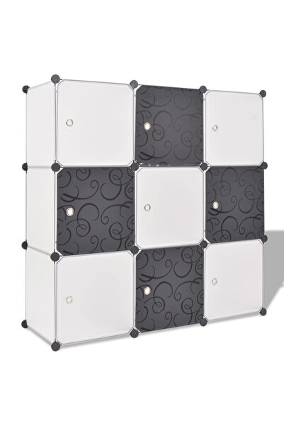 Concept Ντουλάπι αποθήκευσης κύβου, 9 τμημάτων, μαύρο και άσπρο
