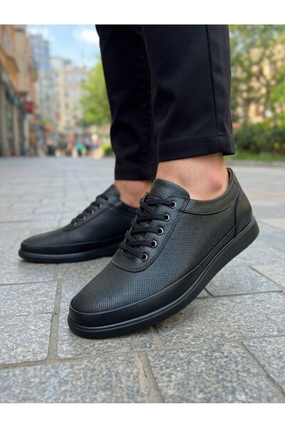 Dropland Men's Black Genuine Leather Lace-Up Casual Shoes Light Sole Orthoped...