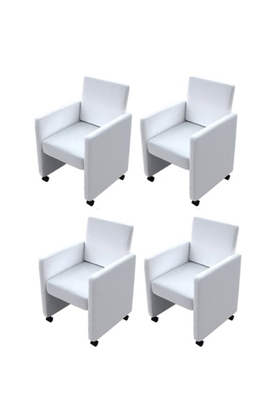 Concept Καρέκλες κουζίνας, 4 τεμ., λευκές, οικολογικό Δερμάτινο