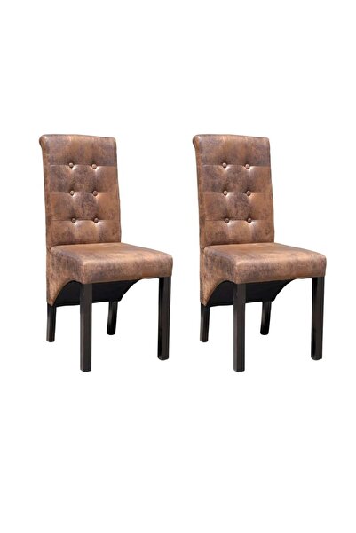 Concept Καρέκλες κουζίνας, 2 τεμ., καφέ, οικολογικό Δερμάτινο