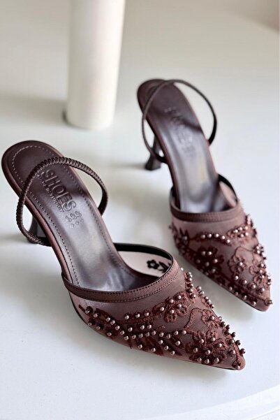 SENASTİL Lace I Inci Detailed Elastic Stiletto Heel U Wedding Dress Engagemen...