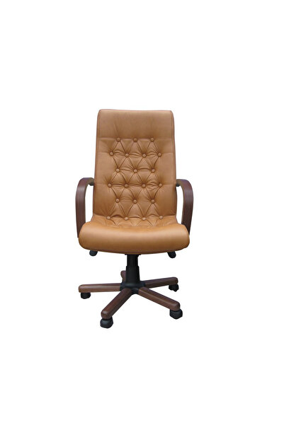 Concept Mobili Εκτελεστική καρέκλα CHEF LUX EXTRA, ανοιχτό καφέ φυσικό Δερμάτινο