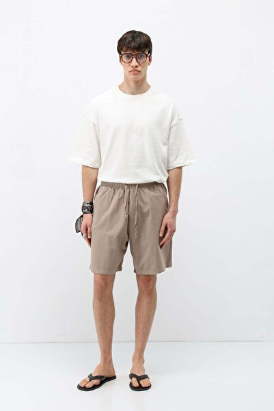 VAMOSCLO Oversized Linen Shorts Stone
