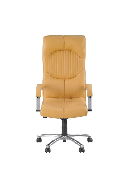 Concept Mobili Εκτελεστική καρέκλα GERMINI ΧΑΛΥΒΑ ΧΡΩΜΙΟΥ, Ώχρα φυσικό Δερμάτινο