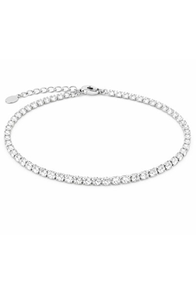 Onixbox Tennis Bracelet with White Zirconium Crystals 3 mm, Unisex - Stainles...
