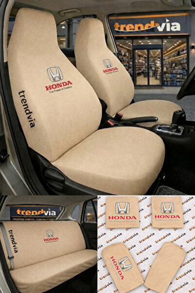 trivexa Honda Logo Auto Seat Cover Front Rear Set – Combed Cotton Stretch Fab...