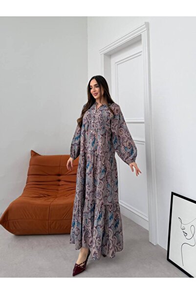 JESSE STORY Women's Hijab Dress Modal Fabric Ethnic Shawl Patterned Dress Cod...