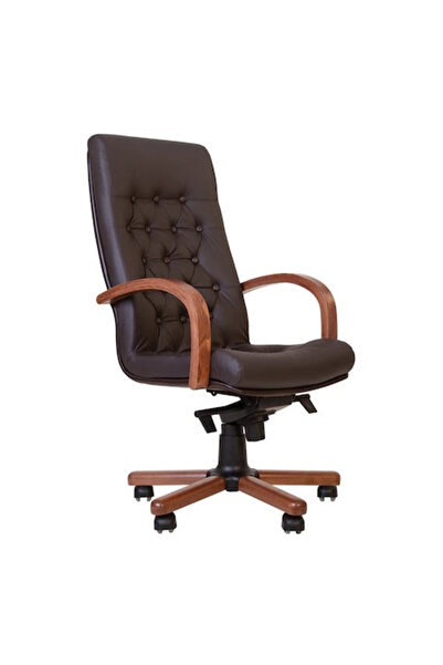 Concept Mobili Εκτελεστική καρέκλα CHEF LUX EXTRA, σκούρο καφέ φυσικό Δερμάτινο