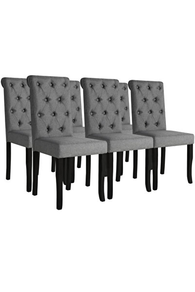 Concept Scaune de bucătărie, 6 buc., gri închis, material textil