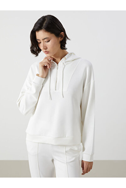 LC Waikiki Ecru Loose Fit Women's Hoodie