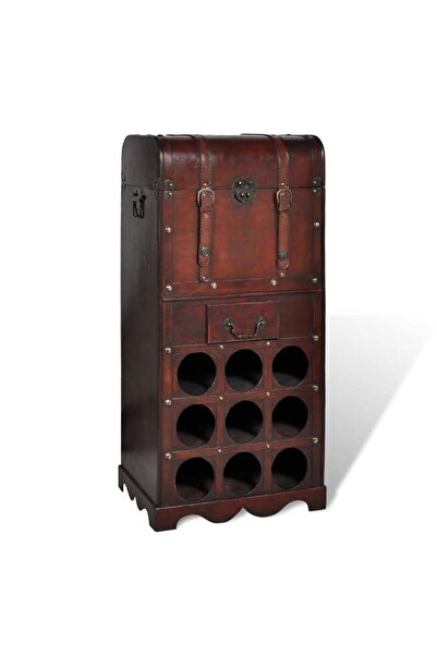 Concept Ράφι μπουκαλιών κρασιού για 9 μπουκάλια, ξύλινη, αποθηκευτικός χώρος