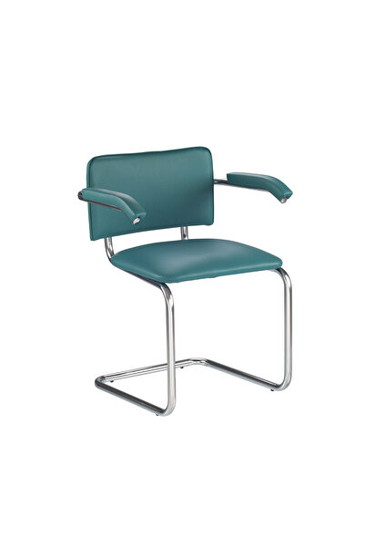 Concept Mobili MURIELLO Πολυθρόνα επισκέπτη, πράσινο πεύκου, οικολογικό Δερμά...