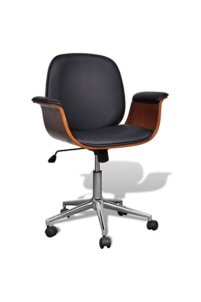 Concept Scaun cu brațe pivotant, lemn curbat și piele ecologică