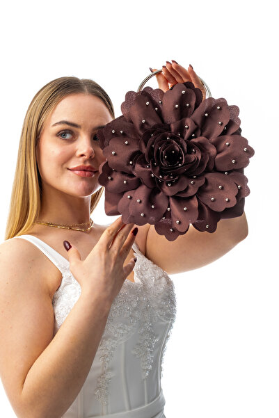 GUSTELLO ΠΕΡΛΑ |   Ασημί μεταλλική τσάντα λουλουδιών με στρογγυλή λαβή, βραδι...