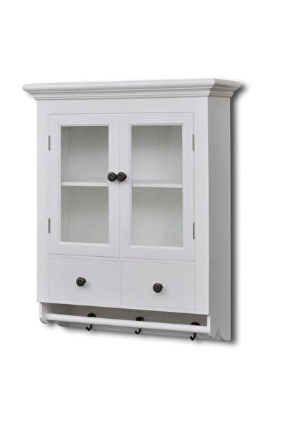 Concept Dulap de perete pentru bucătărie, cu ușă din sticlă, lemn, alb