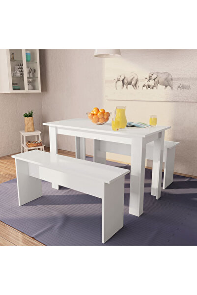 Concept Kitchen table and benches, 3 pieces, chipboard, white