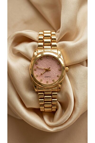 İnogge Eose Lumiere Pink Gold Stone Detailed Dial Round Gol Premium Stylish E...