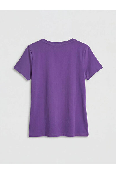 LC Waikiki Γυναικείο μπλουζάκι LCW EVERYDAY μωβ με λαιμόκοψη V