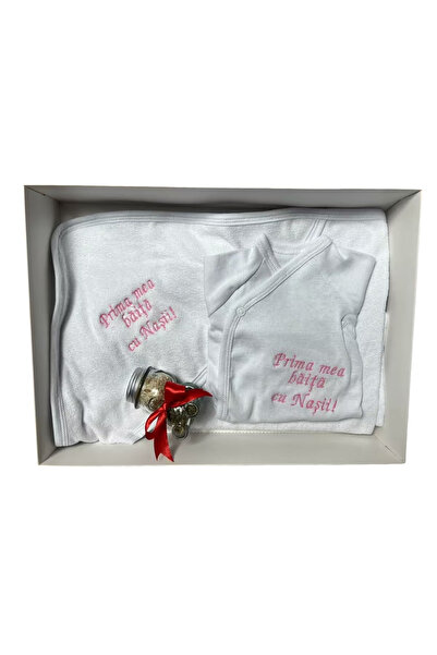 Your Baby Store Prosop si body brodate Prima baita cu nasii - roz, bumbac, in...