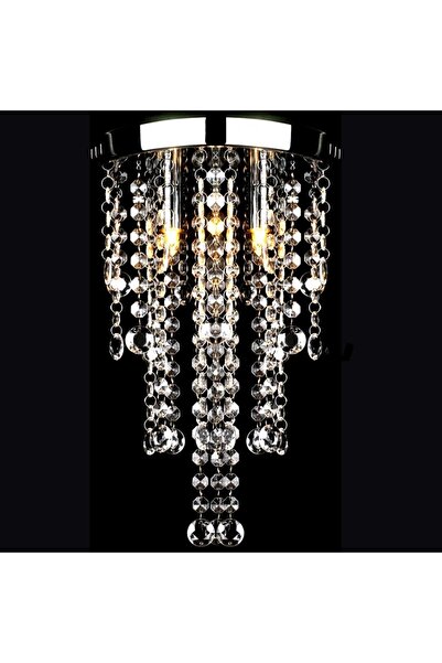 Concept Lustră metalică de tavan cu mărgele acrilice, alb