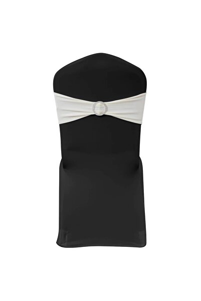 Concept Decorative elastic chair bow, diamond buckle, cream, 25 pcs.