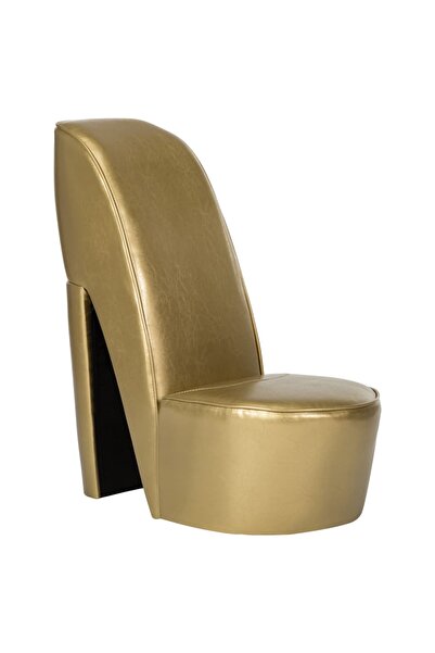Concept Καρέκλα, σχέδιο με ψηλό τακούνι, χρυσό, οικολογικό Δερμάτινο
