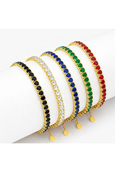 Onixbox Set of 5 Tennis Bracelets Plated with 18K Gold