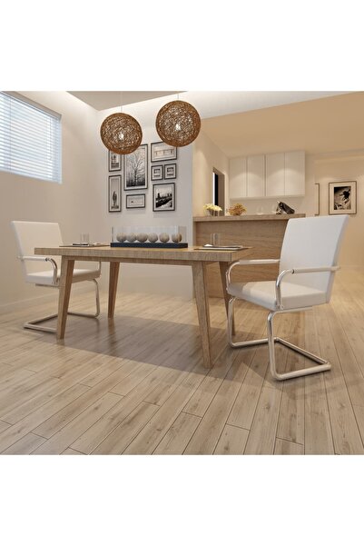 Concept Καρέκλες κουζίνας κονσόλα, 2 τεμ., λευκές, οικολογικό Δερμάτινο