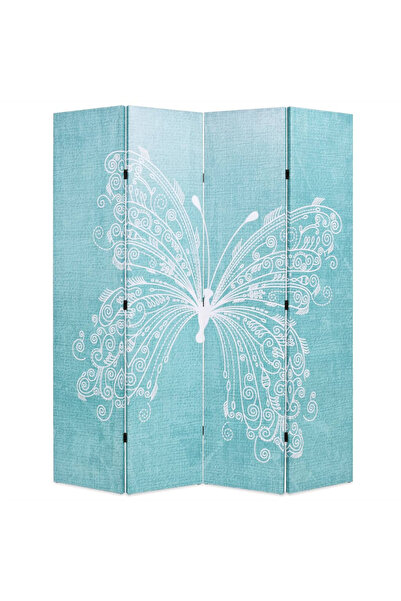 Concept Paravan cameră pliabil, albastru, 160 x 170 cm, fluture
