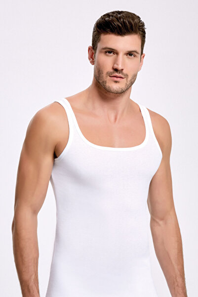 İlke Men's Cotton Strappy Square Neck 6-Piece Sports Athlete Undershirt