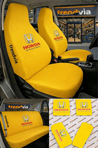 trivexa Honda Logo Auto Seat Cover Front Rear Set – Combed Cotton Stretch Fab...