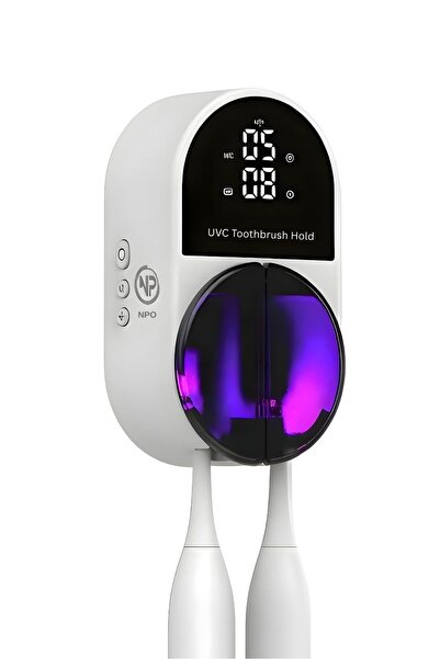 NPO ESX9 Led Ekranlı Otomatik Açılan Kapaklı Şarjlı Fırça Tutucu ve UV Diş Fı...