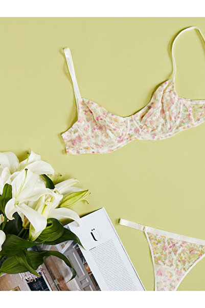 LC Waikiki Ecru Wired Unpadded Floral Lace Pack T-Shirt Bra