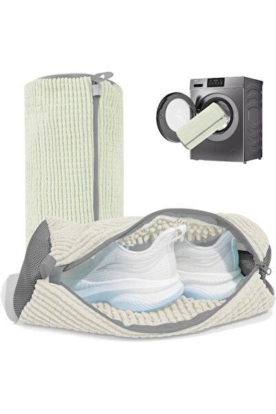 Trendily Shoe Washing Bag for Washing Machine 39x19 cm White Gray