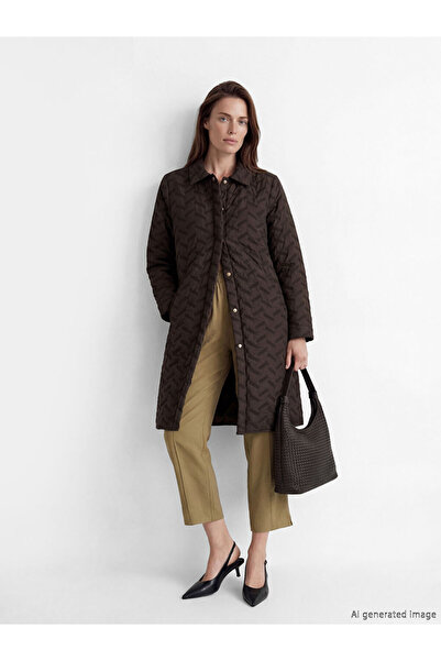 LC Waikiki Brown Shirt Collar Patterned Women's Ferace