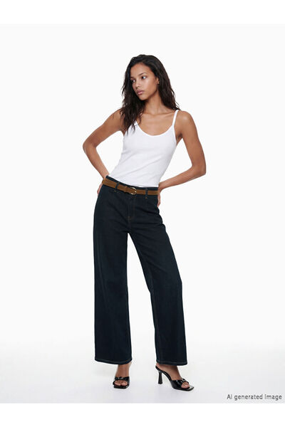 LC Waikiki Sparkling Choices from Shining Store Women's Wide Leg Jean Pants w...