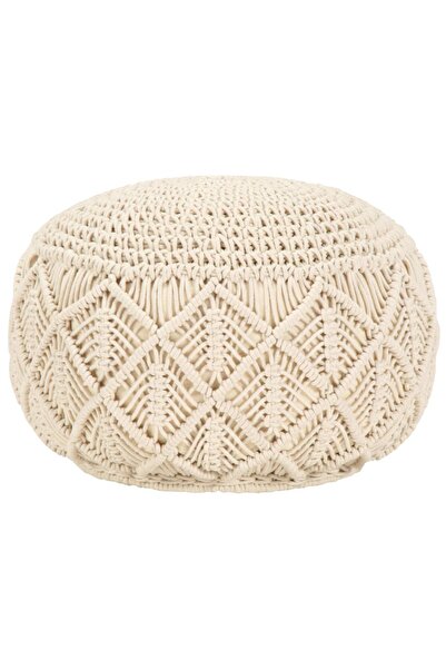 Concept Ръчно изработен пуф от макраме, 45 x 30 см, памук