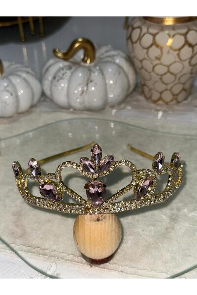 cengiz bujiteri Princess Crown with Powder Crystal Stones and Gold Plating, E...