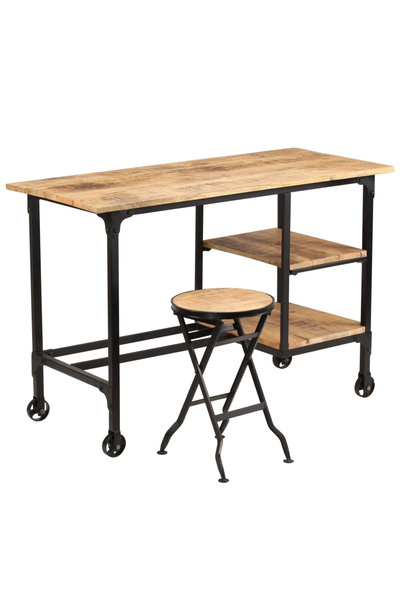 Concept Γραφείο με πτυσσόμενη καρέκλα, μασίφ ξύλο μάνγκο, 115 x 50 x 76 εκ.