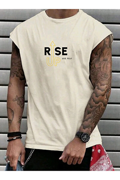SUNFREE Rise up Slogan Printed Men's Zero Sleeve Clothing Sports Wear Oversiz...