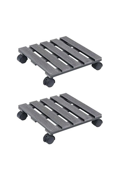 Concept Βάσεις φυτών με ροδάκια, 2 τεμ., γκρι, 30x30x7,5 cm, WPC