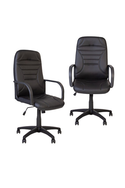 Concept Mobili Σετ 2 καρέκλες γραφείου LUKE, οικολογικό Δερμάτινο , μαύρο
