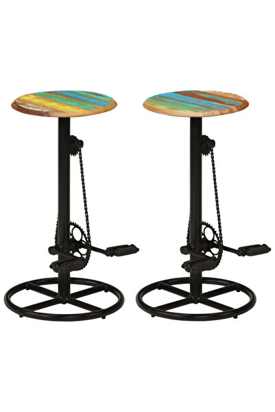 Concept Σκαμπό μπαρ, 2 τεμ., από μασίφ ανακυκλωμένο ξύλο