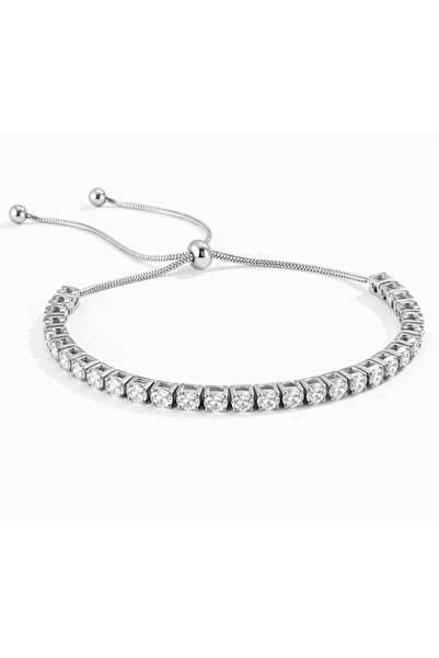 Onixbox Silver Tennis Bracelet Made of Stainless Steel with White Zircon Crys...