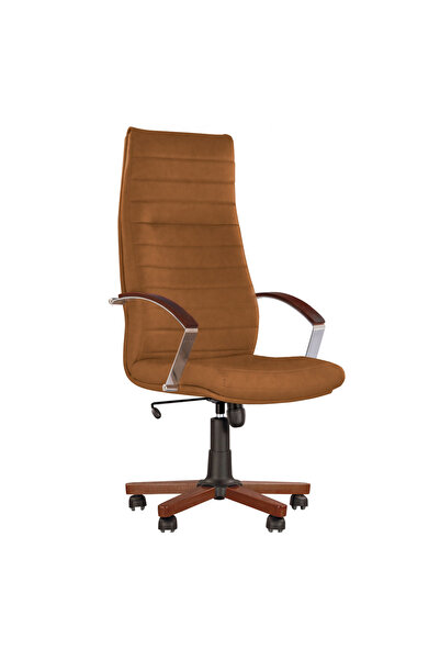 Concept Mobili Διευθύνουσα καρέκλα IMIS WOOD, ανοιχτό καφέ οικολογικό Δερμάτινο