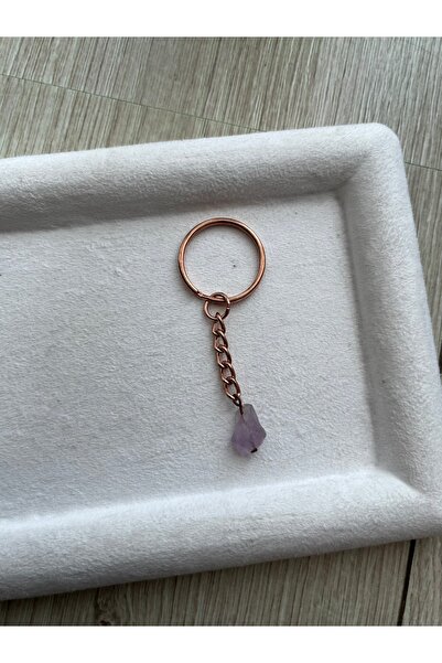 Pel Design Raw Amethyst Stone Keychain Handmade