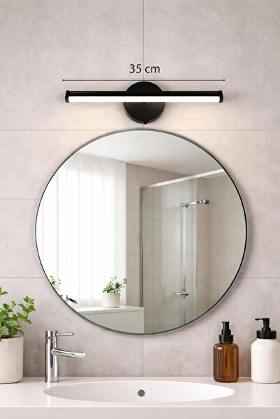 FK DESİGN Kablosuz Tak Çalıştır Ledli Pilli Siyah Aplik Banyo Tablo Ayna Duva...