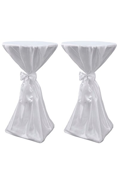 Concept Set of 2 event tablecloths 80 cm with ribbon, White
